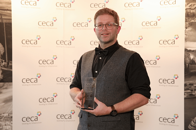 Michael Reynolds is pictured with his CECA South West Award, sponsored by OCU Group.