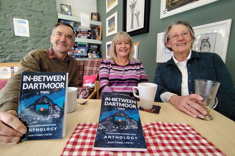Steve Newland, Shirley Butcher and Colleen Hickey welcome new members to Tavistock Writers Independent Group.