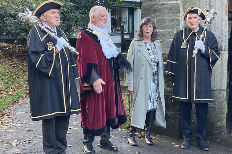 Tavistock town Mayor Cllr Steve Hipsey and consort Cathy Hipsey at St Eustachius' Church for the annual town civic Service with town Mayor Cllr Steve Hipsey and consort Cathy Hipsey at St Eustachius' Church.