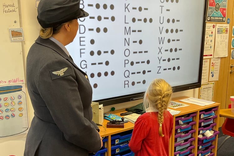 Teaching how to send secret messages in WW11 by history enthusiasts at Gulworthy and Lamerton schools.