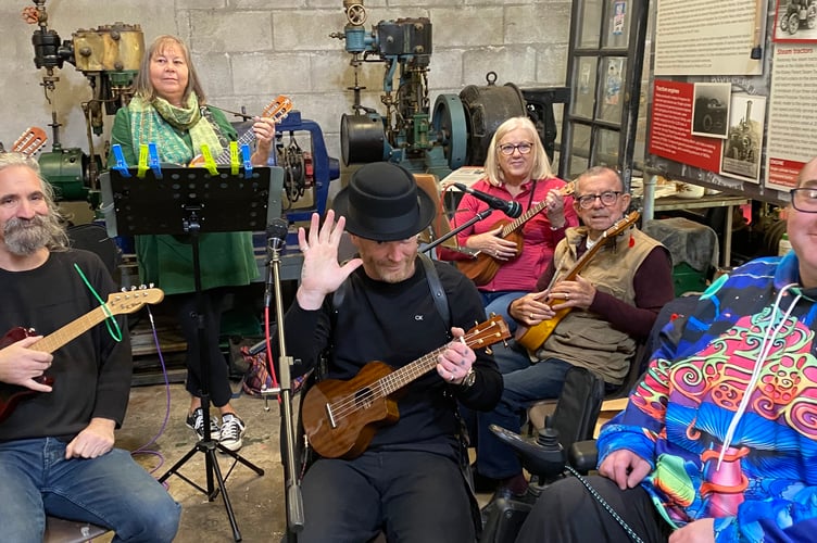 Tavistock Ukulele  Band at the Robey Trust Sausage and Steam Fair. 