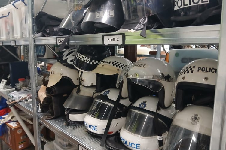 Police helmets collection.