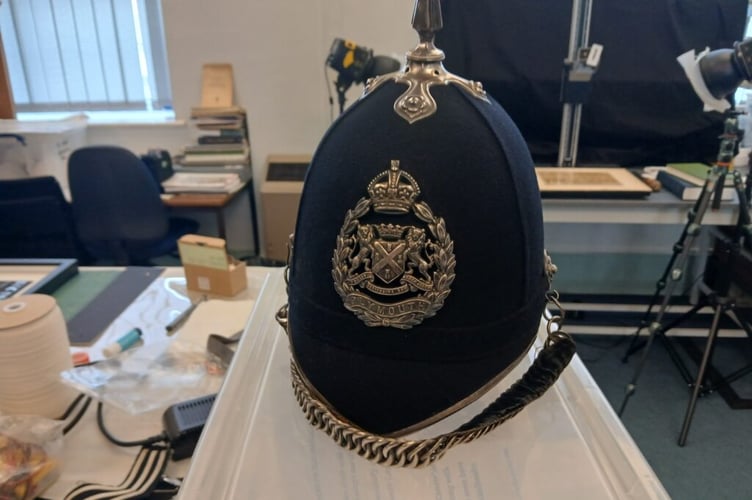 An ornate police hat.
