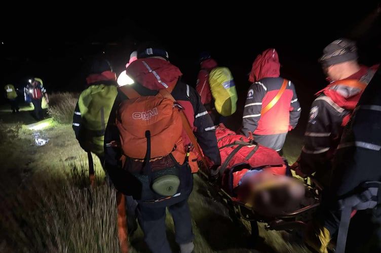 Dartmoor Search and Rescue Team Tavistock carried an injured young girl off the moor.