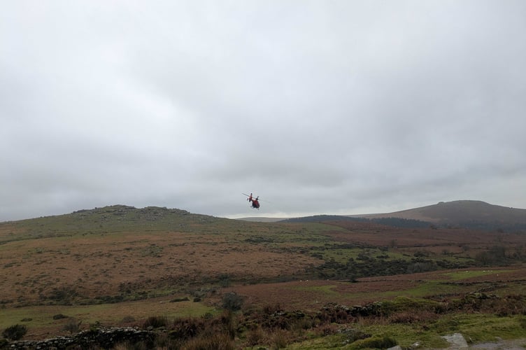 Image of the air ambulance over the moors.