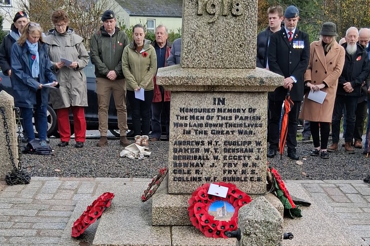 Mary Tavy remembers at the village war memorial.