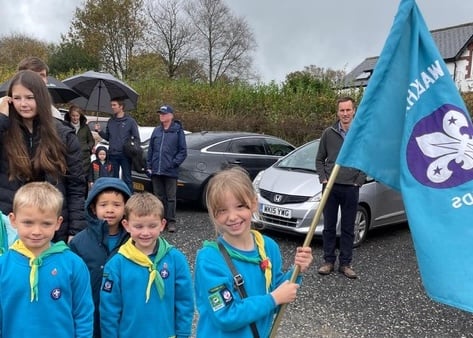 Walkham Valley Scout Group Guides at the village memorial remembrance parade. Picture by Bunty Baxter.