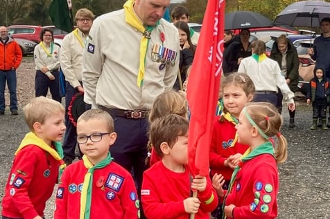 Walkham Valley Scout Group members and leaders at Walkham village rembrance parade. Picture by Bunty Baxter.