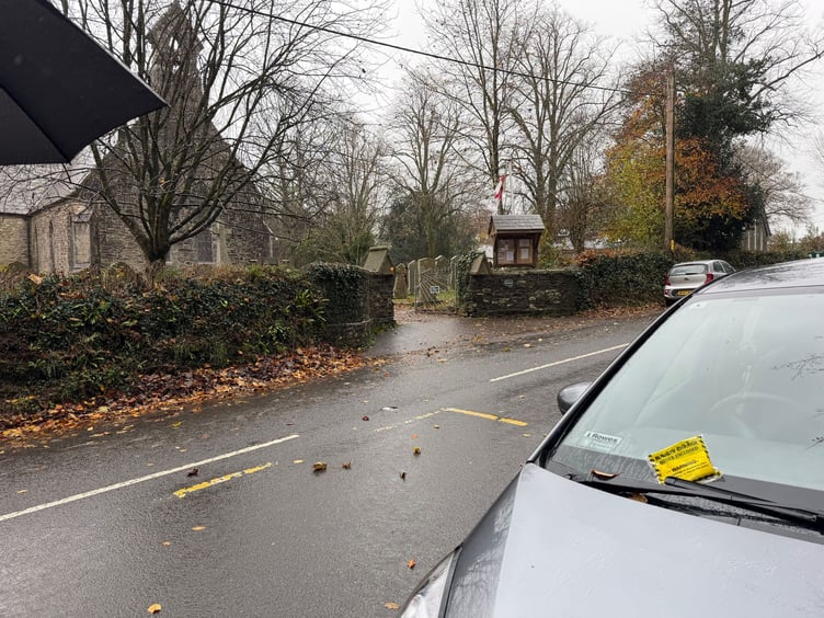 People attending the Remembrance Sunday service at Gulworthy church came out to find parking fines on their cars.