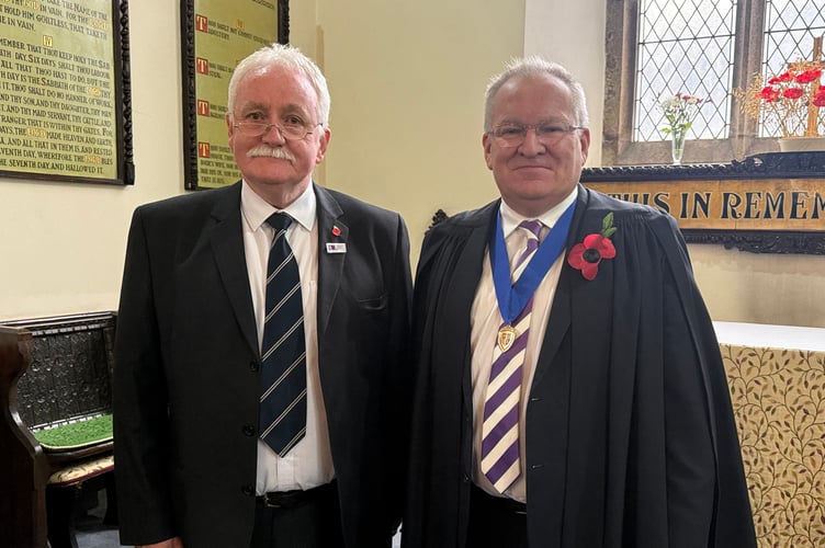 Bob Tolley, Chairman of the Royal British Legion in Okehampton and Reverend Mike Davies.