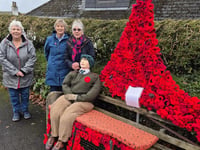 Poppy bench tribute to war sacrifice