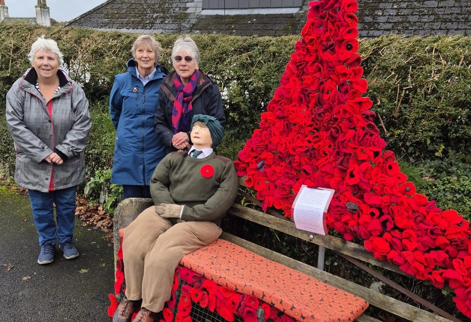 Poppy bench tribute to war sacrifice