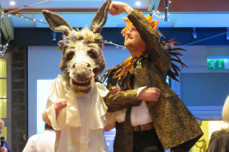 Tavistock Scrapstore charity fashion show with preloved clothing - included this dramatic, theatrical costume.