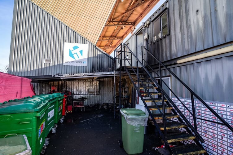 The area where the fire took hold at Exeter City Football Club.
