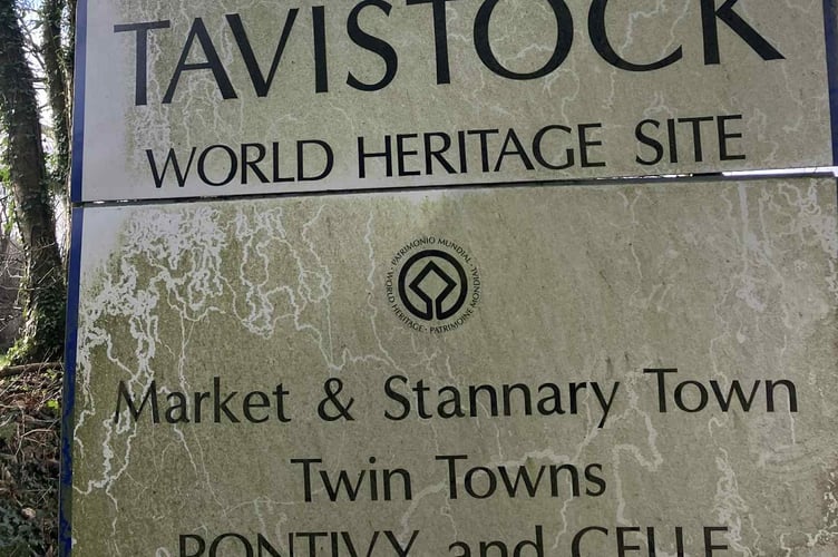 Before Allen Lewis' cleaning duties - a filthy Tavistock entry sign.