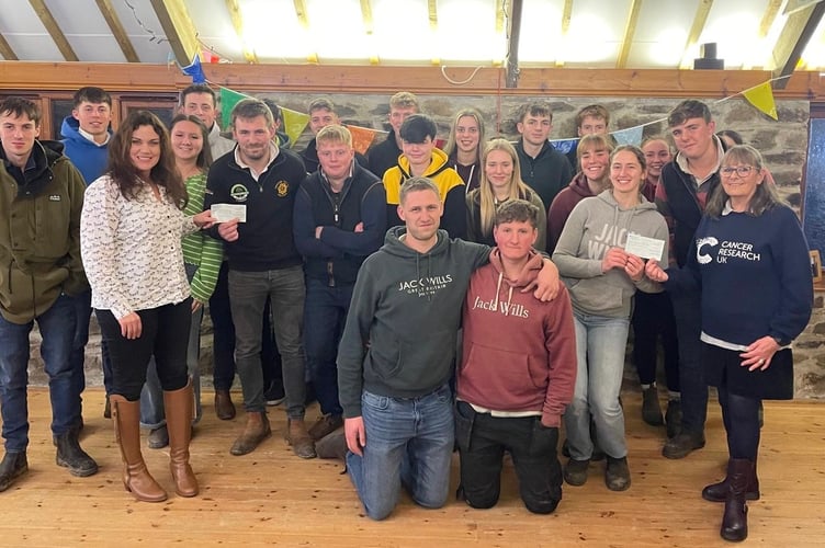 Callington Young Farmers were on hand to present cheques for £500 to both the Farming Community Network and Cancer Research UK