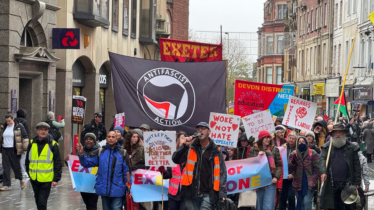 1,000 took part in protest and counter protest in Exeter

