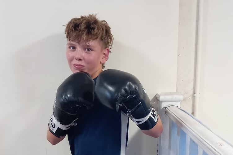 Daulton Wright prepares for a fight. Tavistock Amateur Boxing Club.