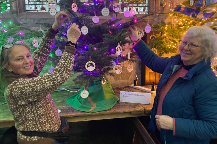 Tavistock Christmas Tree Festival lighting up.