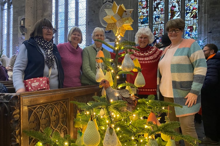Tavistock Christmas Tree Festival lighting up.