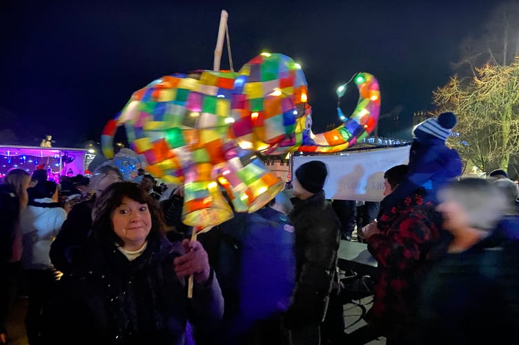 The lantern parade at Dickensian Evening last year featured Elmer the Elephant