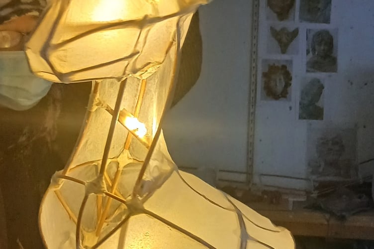 A fantasy festive deer lanterns made at workshops for the Tavistock Dickensian Evening parade. The sessions were held by West Devon Community Art Workshops.