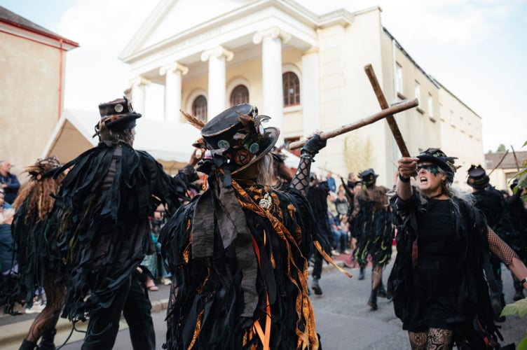 Beltane Border Morris dancing in Ashburton during the 2025 Dartmoor Tors Festival. Photo: Emma Stoner