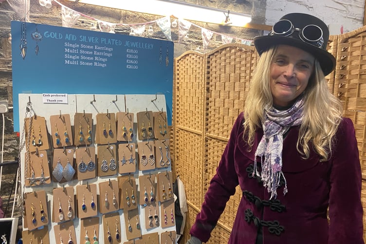 Tavistock Dickensian Evening - entering into the nostalgic spirit is a pannier market jewellery designer..