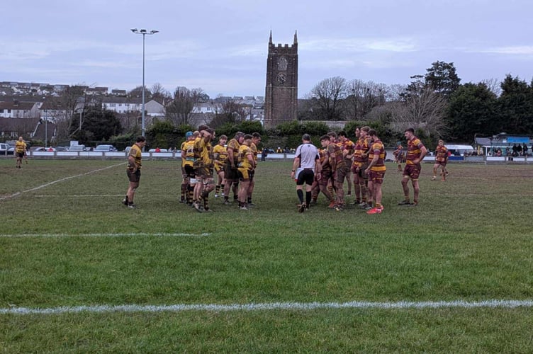 Scrum time for Okehampton RFC at Wadebridge