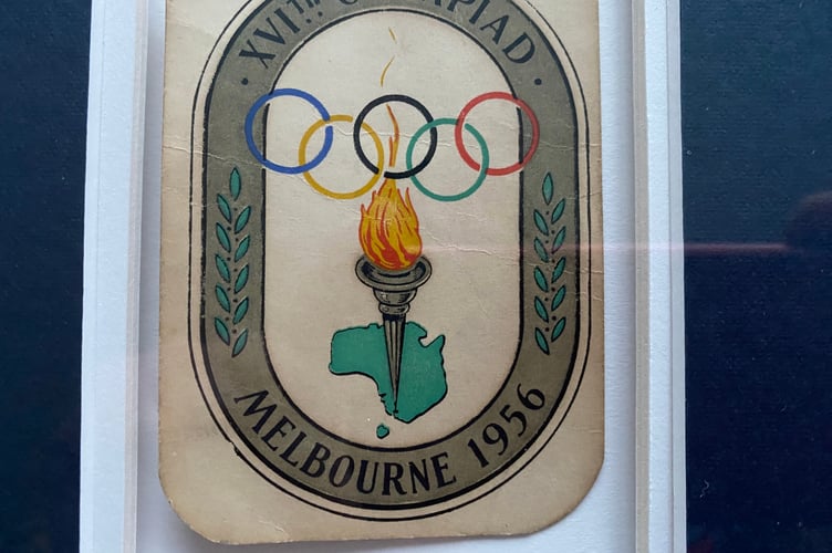 Mike Farrell's Melbourne Olympics official badge.