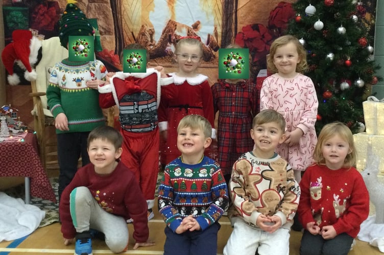 Mini Miners Class at Bere Alston Primary in their Christmas jumpers.