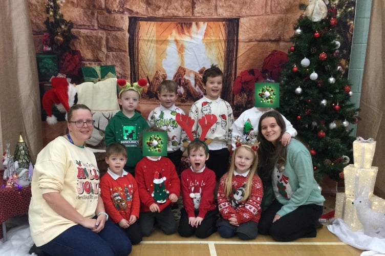 Sharman Class at Bere Alston Primary in their Christmas jumpers.