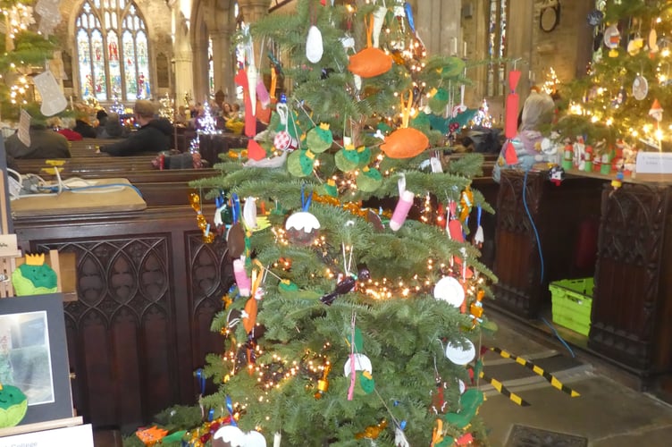 Best School tree - Tavistock College with their Christmas Dinner tree with a special emphasis on the Brussel's sprout in memory of their teacher Mr Stroud, who loved Christmas and sadly died earlier this year.