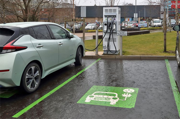 West Devon Borough Council is to use reserves to install EV [electric vehicle] chargers at its Tavistock headquarters Kilworthy Park. Pictured: An EV charger. 