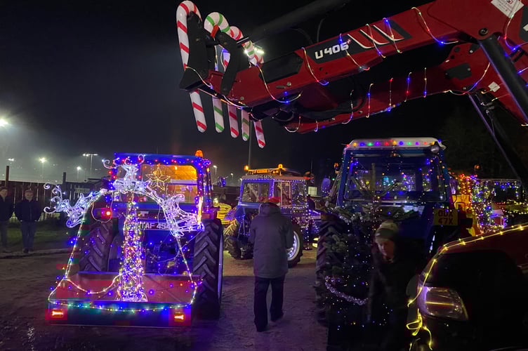 Tavistock AFC glittering festive tractor run.