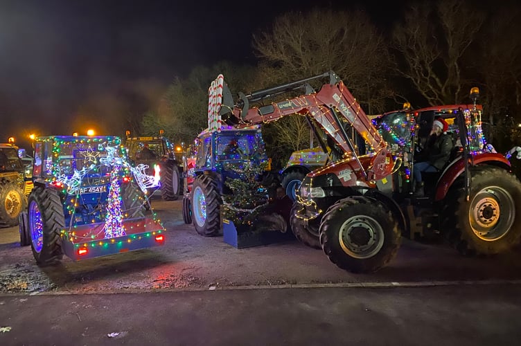 Tavistock AFC glittering festive tractor run.