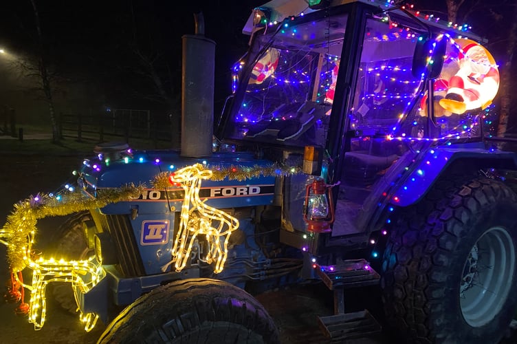 Tavistock AFC glittering festive tractor run line-up.