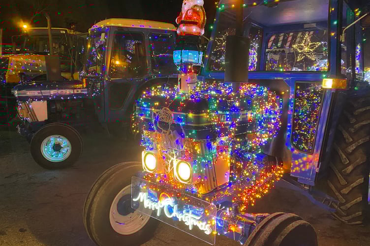 Tavistock AFC glittering festive tractor run.