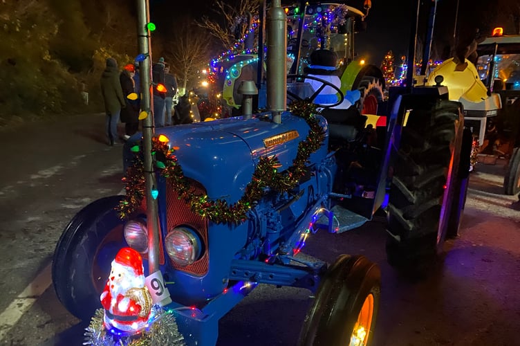 Tavistock AFC festive tractor run machine with mini Santa.