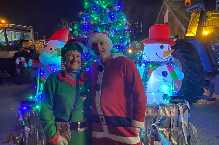 Tavistock AFC festive tractor run machine with Santa and elf.