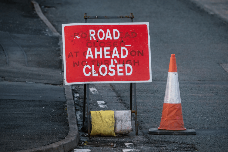 Road closed stock image