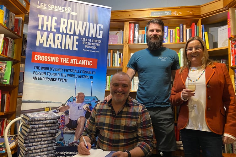 Lee Spencer, the rowing Marine, launches his autobiography in Tavistock.
