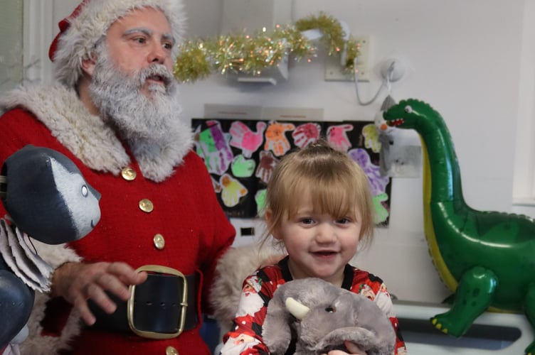 Young patients on the children's ward of Derriford Hospital in Plymouth enjoyed a visit by the lead character in Raymond Brigg's Father Christmas, staged at Theatre Royal, Plymouth.
