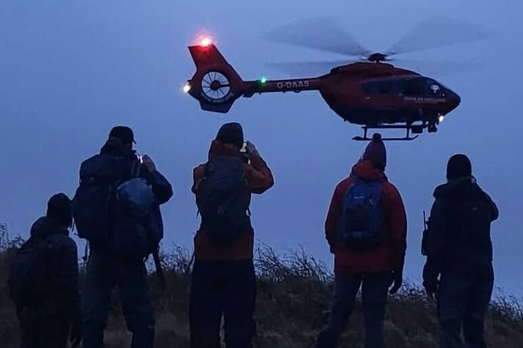 Dartmoor Search and Rescue Team Tavistock help an injured walker near Burrator. Pictured is the casualty airlifted by an air ambulance on Sunday, December 14.