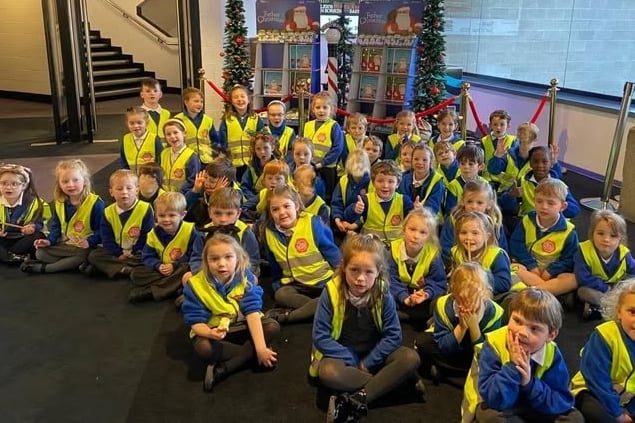 Lifton pupils on their trip to see Raymond Briggs' Father Christmas at Theatre Royal Plymouth.