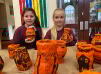 Pupils' portraits, paintings and prints at school's first art display