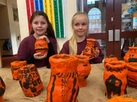 Pupils' portraits, paintings and prints at school's first art display