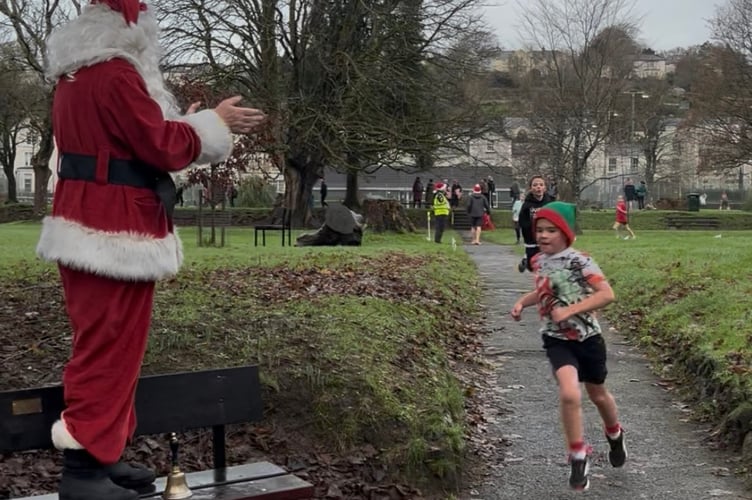 Tavistock Junior Parkrun was started at a festive version on Sunday, December 21, by special guest Father Christmas (Cllr Steve Hipsey and town mayor).
