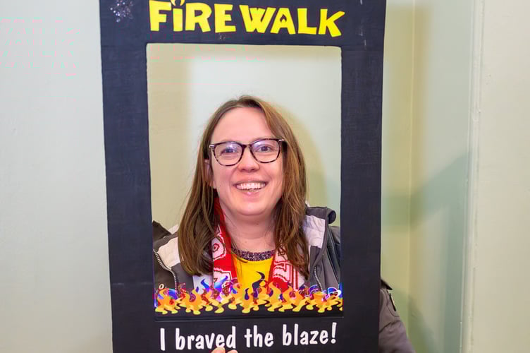 Kathryn celebrating post-walk.