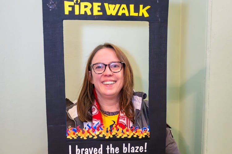 Kathryn celebrating post-walk.